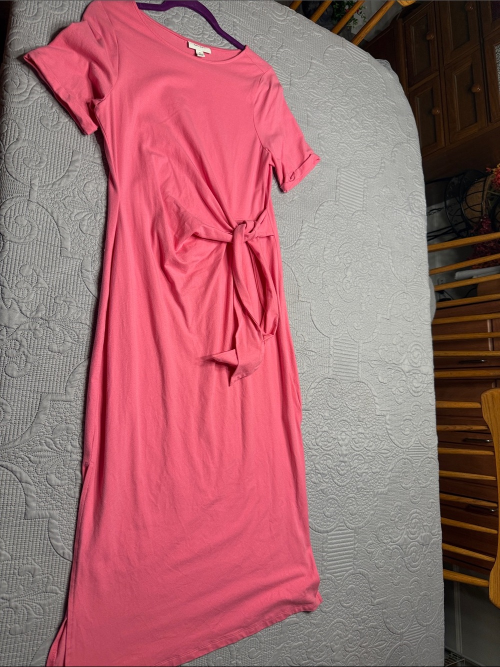 Women's Pink Tie-Detail Maxi Dress